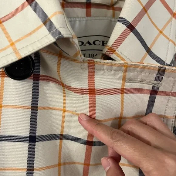 Coach Tattersall Plaid Trench Coat Size Small - Picture 7 of 7
